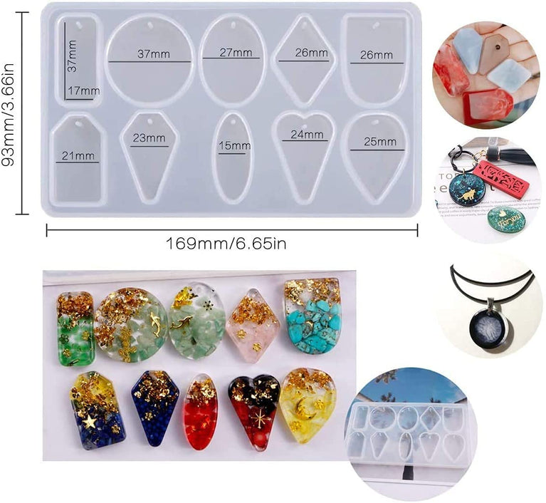Silicone RESin jewellery mold 10 cavities. Suitable for pendent , earning and other body decoration .
