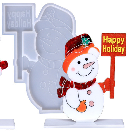 Snoogg PACK OF HAPPY HOLIDAYS / Snowmen epoxy RESin Casting Decoration mould