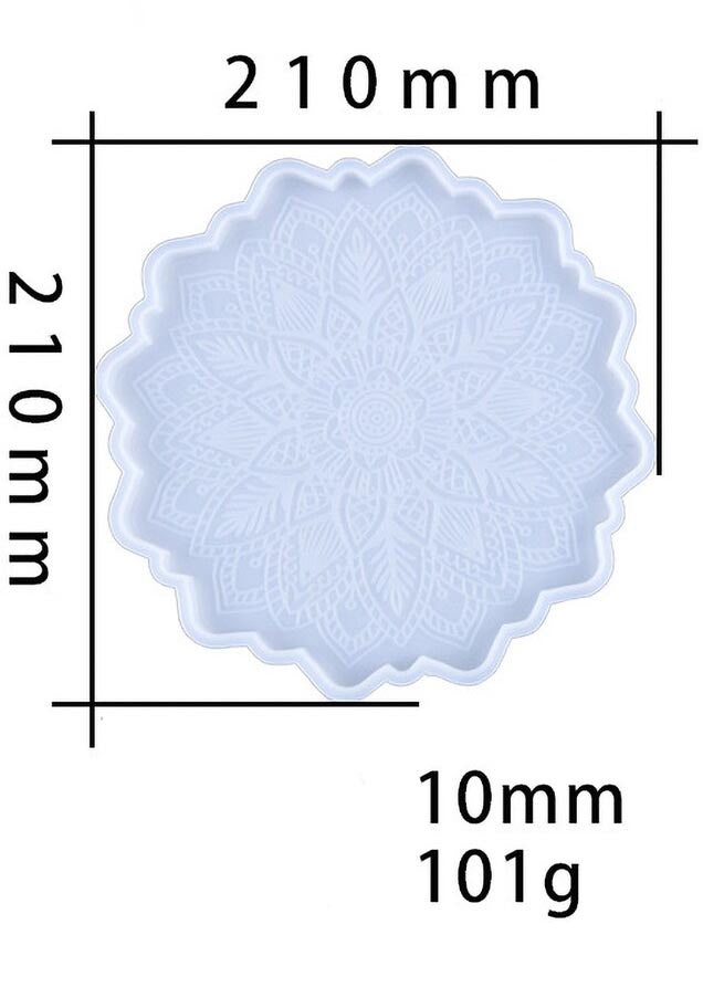Mandala Carving Flower Coaster ResinMold, sunflower coasters agate molds, cup mat silicone, crystal tray, candle holder, casting craft Resinart 210 mm / 8.1 Inch