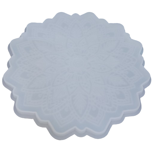 Mandala Carving Flower Coaster ResinMold , crystal tray, candle holder, casting craft Resinart 120 mm / 5 inch.