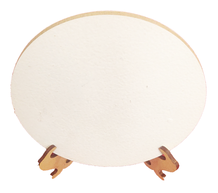 Round Shape Mini Gesso primed paintable Disc with Inter locking foldable Easel stand.