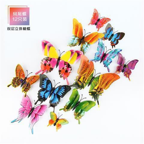 2 Ply 3D Butterfly. 4 type of sizes / 12 pc pack bag. For Wall decoration.