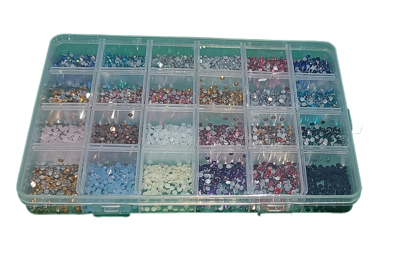 24 Multi Dark Colour  Sanded glass Stone Box . packed in display compartment boc as shown in photo. Size e size 2-3 mm