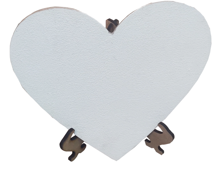 Heart Shape Mini Gesso primed paintable Disc with Inter locking foldable Easel stand. Size