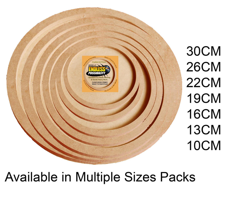 SNOOGG Artist depth wooden circle Cradled Panel for Painting, RESin Pouring DIY Drawing and Arts & Crafts  12 inch to 4 Inch