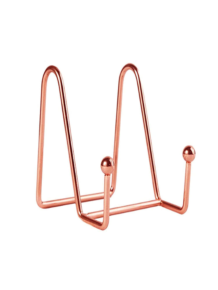 Snoogg Rose Gold Plated SS 5 mm Round and 6.5 inch high Wired Easel with Rounded Ball at End. A Display Stand for Plates, Artwork, Picture Frame Plate Stand