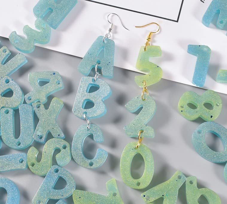 SNOOGG Alphabet Earring Mold, Mini Letter Number Silicone Molds for Jewelry Making 36 Cavity
