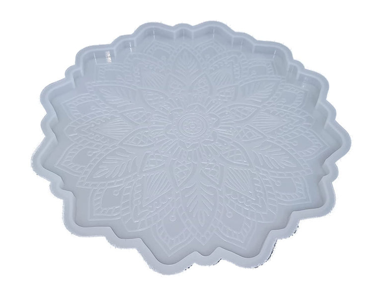 Snoogg 8 inch Mandala Flowers Coaster Mould for Resin, 3 Pack Sun Flowers Tray Resin Moulds Epoxy Resin Casting Silicone Moulds for DIY Resin Mandala Coaster Snacks Serving