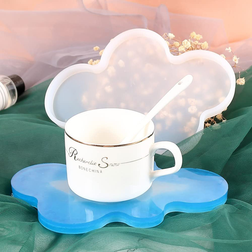 SNOOGG 1 Pack 5 inch Clouds Shape Silicone Molds Craft Reusable Coaster Resin Mould