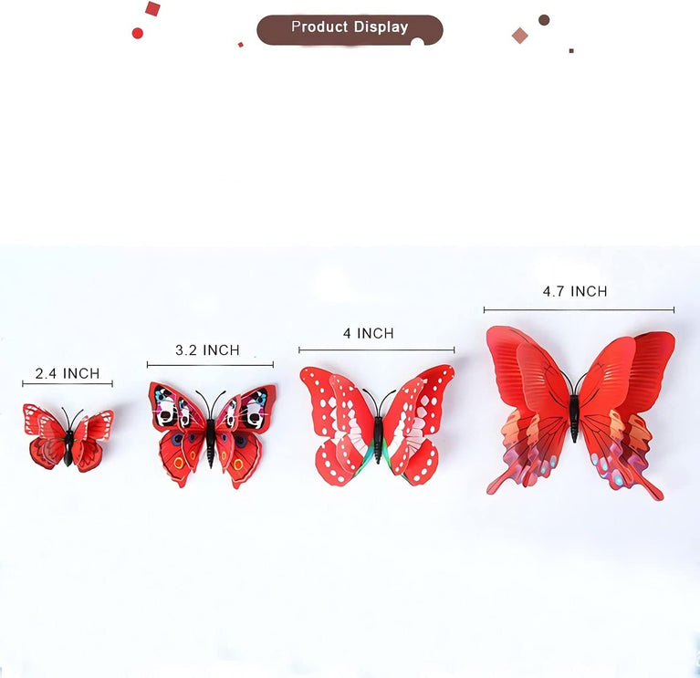 Snoogg 2 ply Butterfly Wall Decals, Multicolour 3D Wall Stickers, Removable Mural with Magnet and Double Sided Glue Option DIY Art Decor, Kids Room Decor, Party Supplies Decorations.