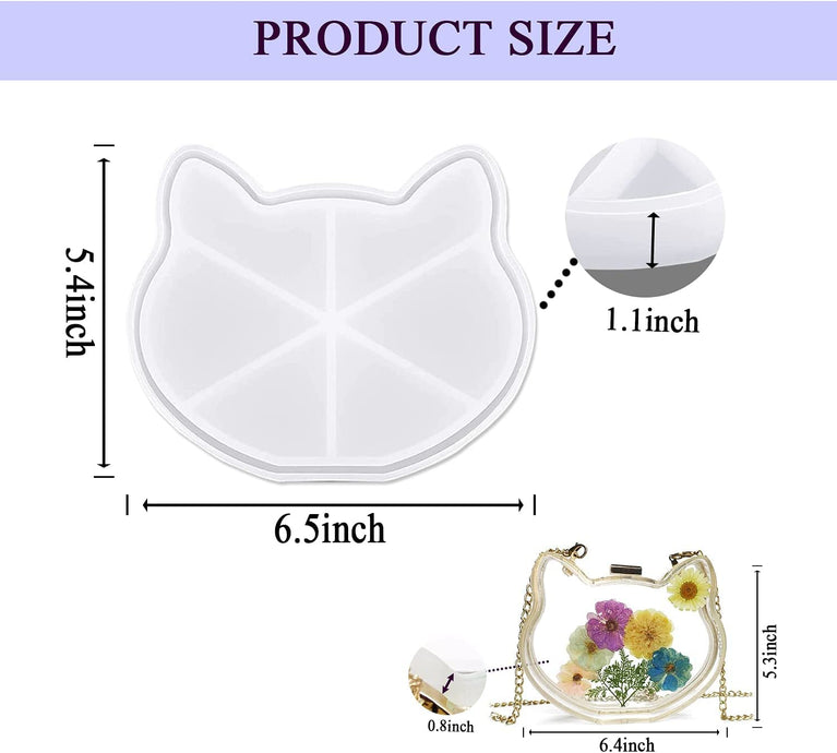 Snoogg MUFAN CAT Shape Clutch Bag Resin Moulds, Metal Clutch for Epoxy Resin Casting Moulds for DIY Personalized Clutch Bag, Women and Girl for Gift (Moulds + Clasp Lock Suit + Chain)