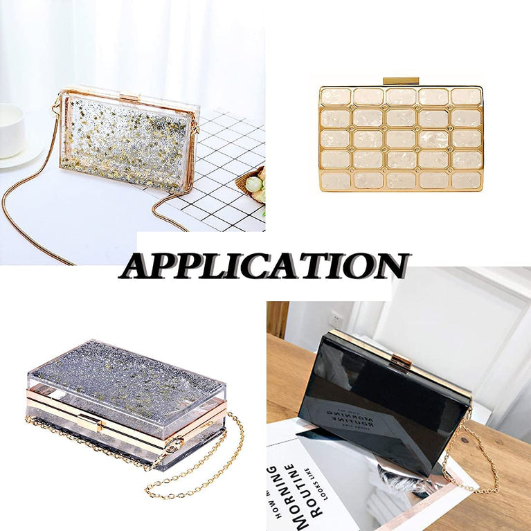 Snoogg Square Shape Clutch Bag Resin Moulds, Metal Clutch for Epoxy Resin Casting Moulds for DIY Personalized Clutch Bag, Women and Girl for Gift (Moulds + Clasp Lock Suit + Chain)