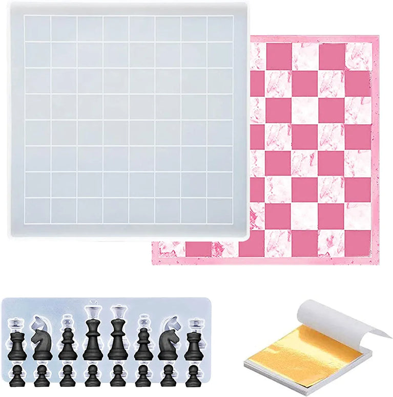 Snoogg 12 inch Chess Resin Molds . Set Full 3 Set mould 12 inch Board plus 2 set of Checkers.
