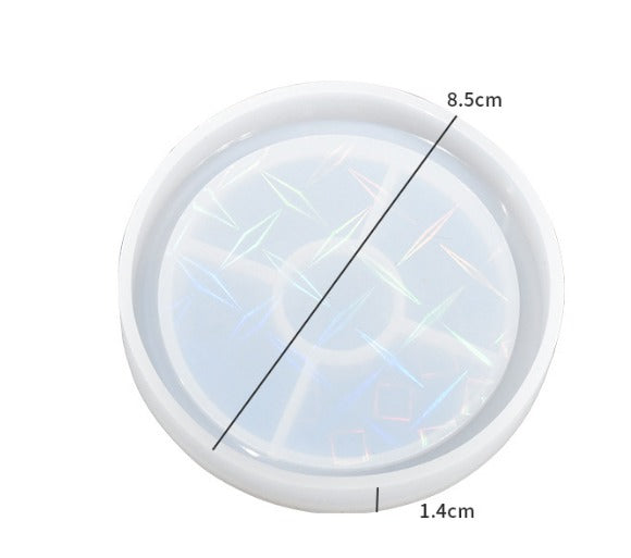 Snoogg 1 Pcs Round shape Silicone Holographic RESin Mold Holographic Coaster Molds for Epoxy RESin DIY