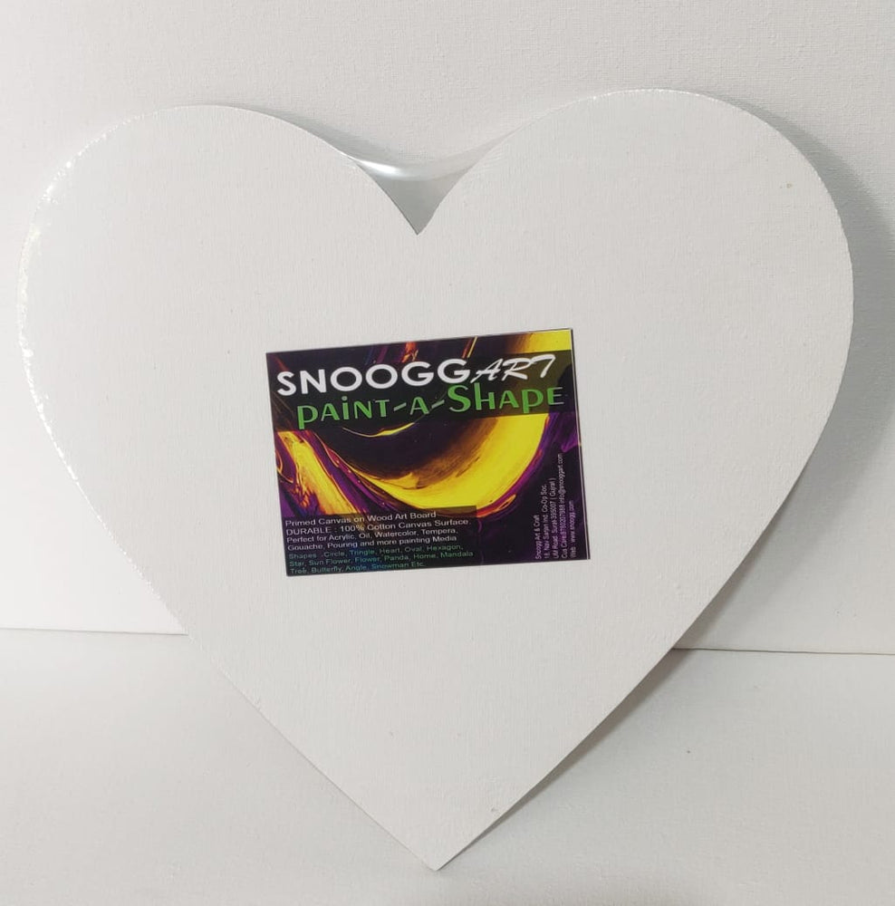 SnooggArt | Paint-a-Shape Canvas Board Panel HEART Shape Acide Free. 3 mm Thickess