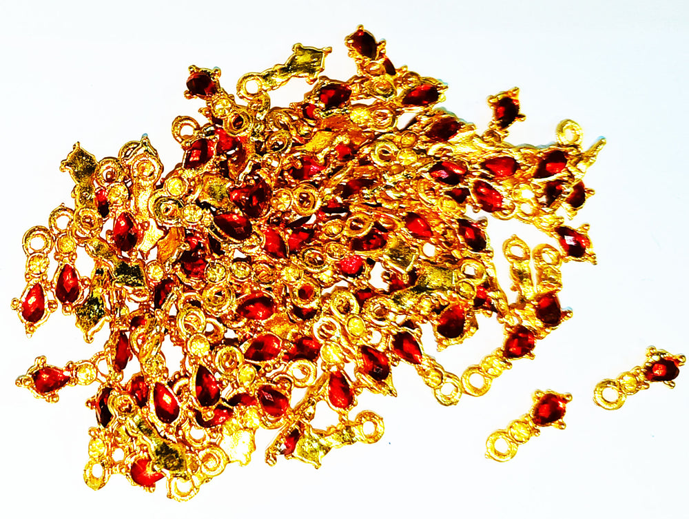 20 Gram Gold plated Metal Embellishment  with red stone Fixed / Jewelry Making Decoration Size Approx 2.6 mm .