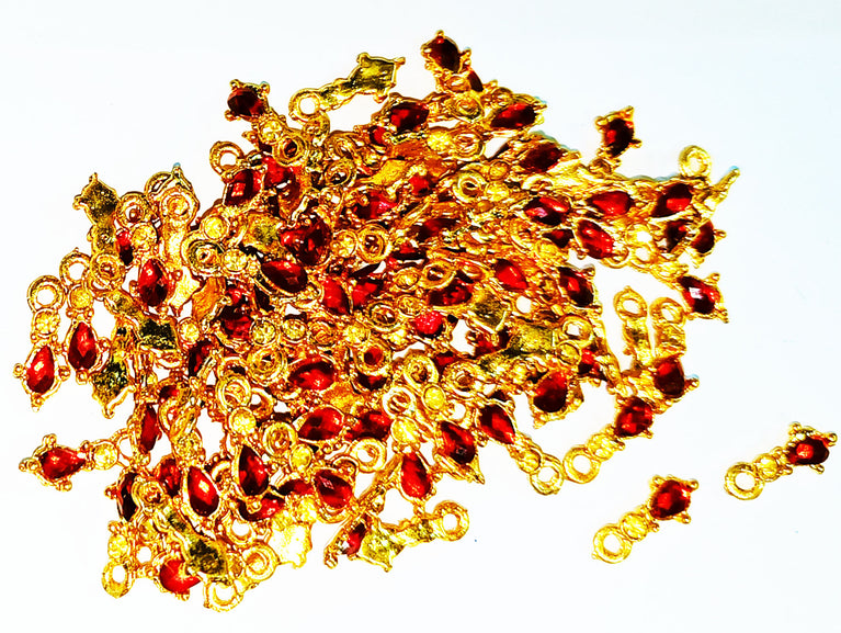 20 Gram Gold plated Metal Embellishment  with red stone Fixed / Jewelry Making Decoration Size Approx 2.6 mm . Ditto as shown in photo.