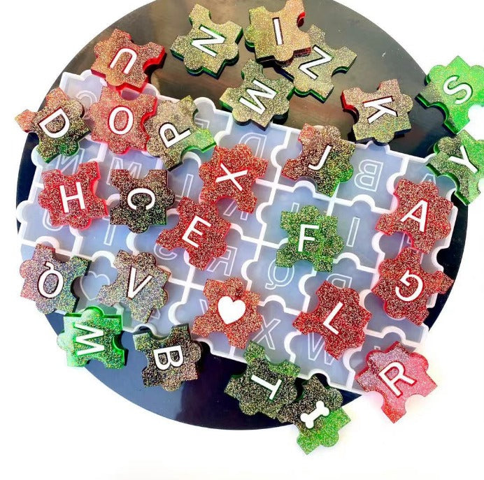 Silicone Resin Alphabet Puzzle mold  …. Cavities