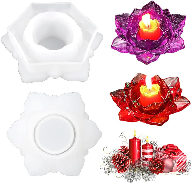 SNOOGG Pack of Lotus Tea Light, Astray, show piece  Silicone Moulds Use for Resin Casting for Event, Resin Art ,