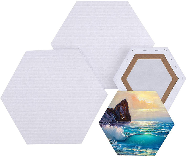 Snoogg Hexagonshape Canvas Panel for Acrylic , Oil Painting, Mix Media Etc. sizes 4,6,8,10,12, & 15 Inch.