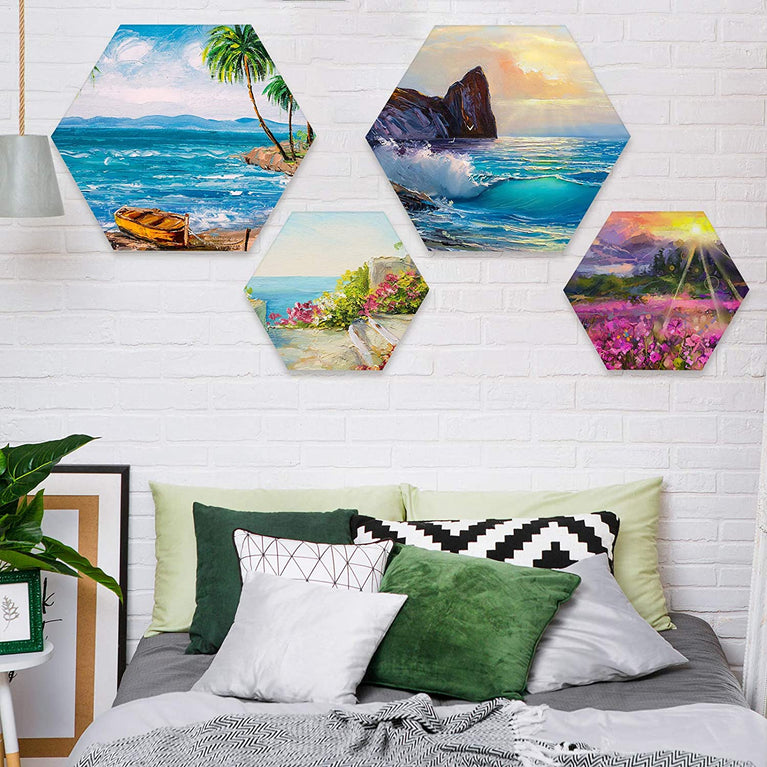 Snoogg Hexagonshape Canvas Panel for Acrylic , Oil Painting, Mix Media Etc. sizes 4,6,8,10,12, & 15 Inch.