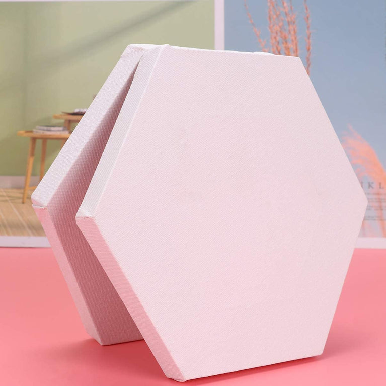 Snoogg Hexagonshape Canvas Panel for Acrylic , Oil Painting, Mix Media Etc. sizes 4,6,8,10,12, & 15 Inch.