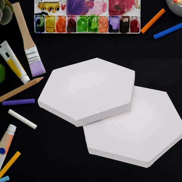 Snoogg Hexagonshape Canvas Panel for Acrylic , Oil Painting, Mix Media Etc. sizes 4,6,8,10,12, & 15 Inch.