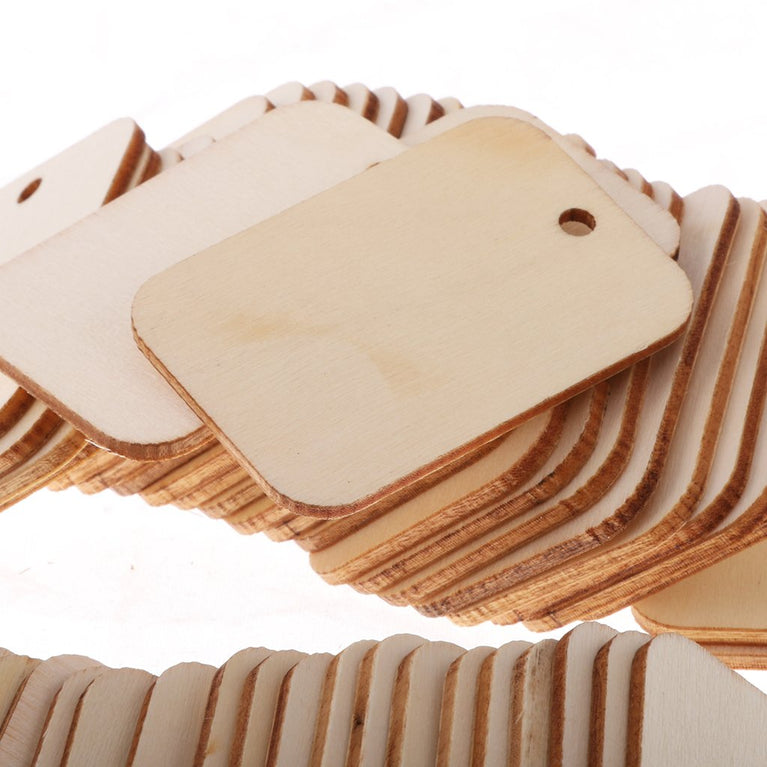 TAG MDF Size : 3x4 Inch. Snoogg Unfinished Natural DIY MDF Wood 10 pc Tags Pack.