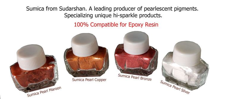 Powder Resin Pigment, Pearl Silver Metallic Finish 10 g. Colours : Maroon, Copper, Bronze, Silver